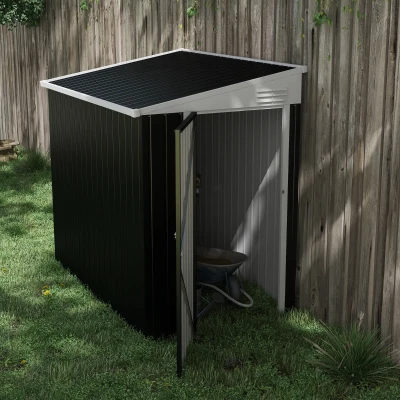 Outsunny 4' x 6' Lean-to Garden Shed, Metal Tool Storage, Gray