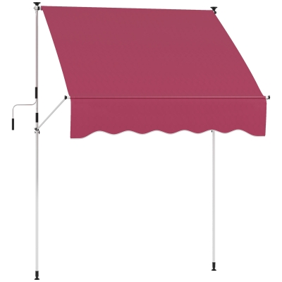 Outsunny 6.6'x5' Manual Retractable Patio Awning Sun Shelter Window Door Deck Canopy, Water Resistant UV Protector, Wine Red