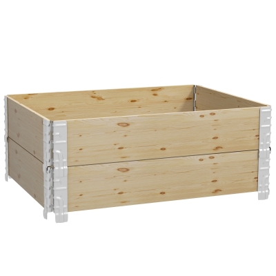 Outsunny Raised Garden Bed, Foldable Two-Box Wooden Planters for Outdoor Vegetables, Flowers, Herbs, Plants, Easy Assembly