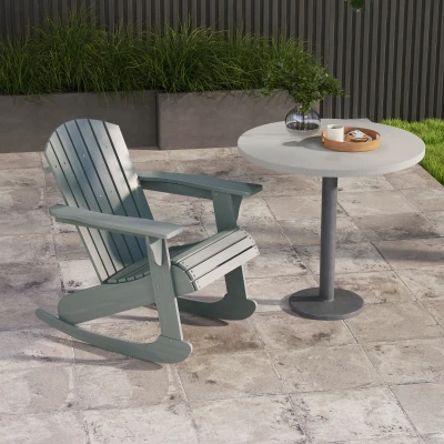Outsunny Gray Wood Adirondack Rocking Chair, Outdoor Lounge