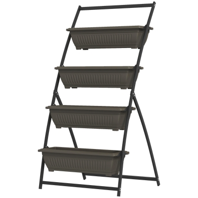 Outsunny 4-Tier Vertical Raised Garden Planter with 4 Boxes, Outdoor Plant Stand Grow Container for Vegetable Flowers, Brown