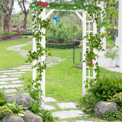 Outsunny 85" Wooden Garden Arbour for Wedding and Ceremony, Outdoor Garden Arch Trellis for Climbing Vines - White