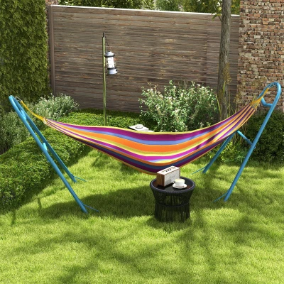 Outsunny 10.3' Portable Hammock Stand, Adjustable Steel Frame, Blue