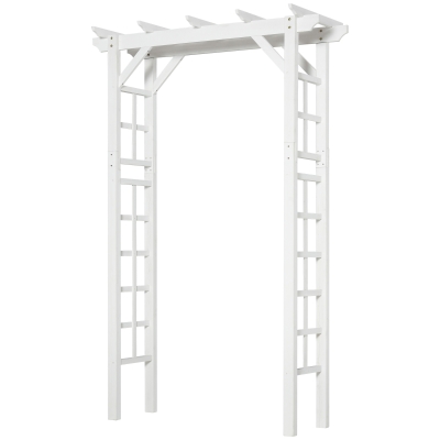 Outsunny 85" Wooden Garden Arbour for Wedding and Ceremony, Outdoor Garden Arch Trellis for Climbing Vines - White
