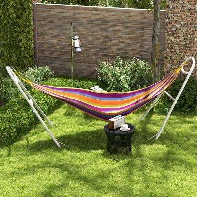 Outsunny 10.3' Adjustable Hammock Stand, Steel, 550 lbs, White