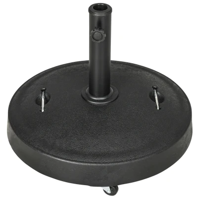 Outsunny Patio Umbrella Stand with Wheels and Handles, 51lb Heavy Duty Market Umbrella Base for Outdoor, Garden, Backyard, Black