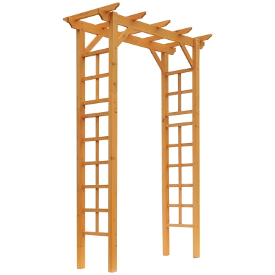 Outsunny 85" Wooden Outdoor Garden Arbour, Garden Arch Trellis for Climbing Vines  for Wedding and Ceremony - Orange