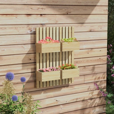 Outsunny Raised Garden Bed with Trellis, Wall-Mounted Planter