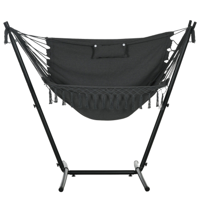 Outsunny U-Shape Hammock Chair with Headrest, Dark Gray