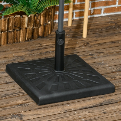 Outsunny 42 lb Heavy Duty Patio Umbrella Stand, 20" Resin Outdoor Umbrella Base, Square Market Umbrella Holder, Black