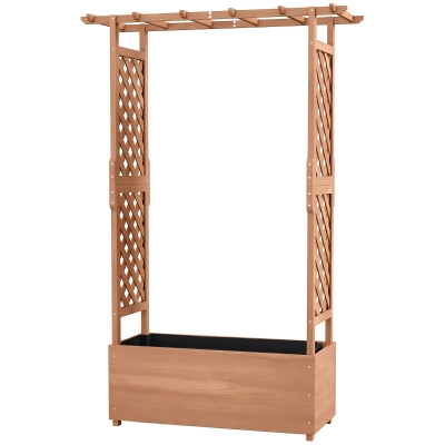 Outsunny 70.75" Tall Raised Garden Bed with Trellis, Wood Planter