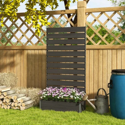Raised Garden Bed with Trellis 35.75" L x 15" W x 70.75" H Black
