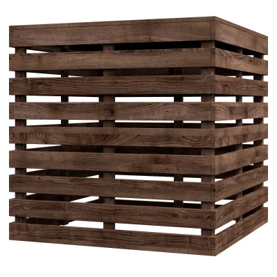 Outsunny 2-in-1 Outdoor Umbrella Base Storage Box Wooden Patio Side Table, Brown