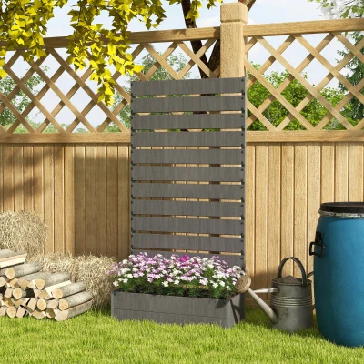 Raised Garden Bed with Trellis 35.75" L x 15" W x 70.75" H Dark Gray