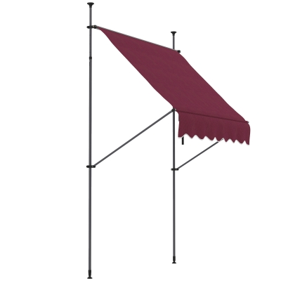 Outsunny 6.5' x 4' Manual Retractable Awning, Non-Screw Freestanding Patio Awning, UV Resistant, for Window or Door, Wine Red