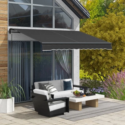 Outsunny 8' x 6.5' Retractable Awning, Dark Gray Sunshade