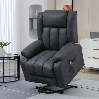 HOMCOM Lift Chair for Seniors, Microfibre Upholstered Electric Recliner Chair with Remote, Quick Assembly, Charcoal Grey