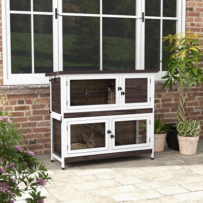 PawHut 46" Outdoor Rabbit Hutch with Ramp for 1-2 Rabbits