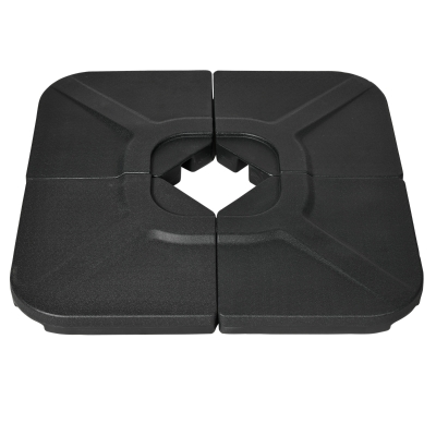 Outsunny 4 Pieces Patio Umbrella Base Weights, HDPE Water or Sand Filled Umbrella Weights for Cross Base Stand, Black