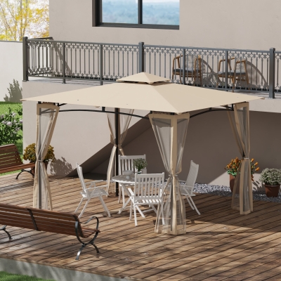 Gazebo 143.75" L x 118" W x 112.25" H Beige