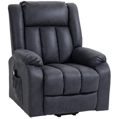 HOMCOM Lift Chair for Seniors, Microfibre Upholstered Electric Recliner Chair with Remote, Quick Assembly, Charcoal Grey