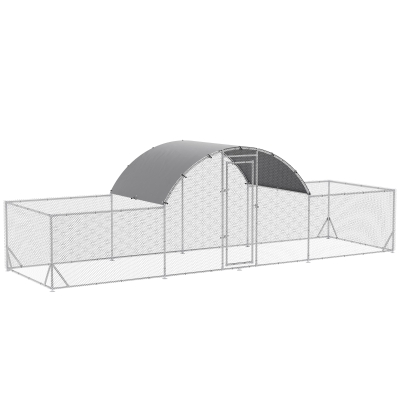PawHut 21.7' x 6.2' Metal Chicken Run with Waterproof and Anti-UV Cover