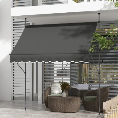 Sunshade Awning 98.5" W x 47.25" D x 82.75"-118" H Dark Gray