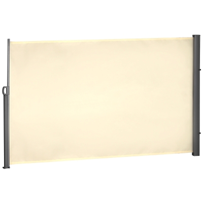 Outsunny 118" x 71" Outdoor Folding Privacy Screen Retractable Side Awning Patio with Resistance to UV Rays and Wind Cream White
