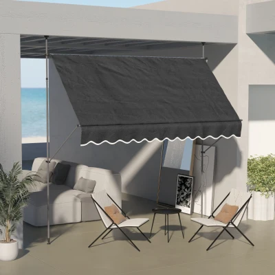 Outsunny 10' Retractable Patio Awning, UV Resistant, Black