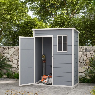 Outsunny 5'x3' Outdoor Storage Shed with Door, Gray