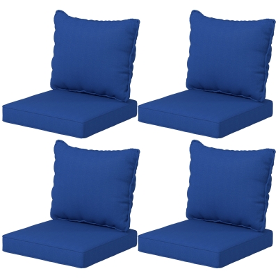 Outsunny 8-Piece Navy Blue Patio Chair Cushion Set, Indoor/Outdoor
