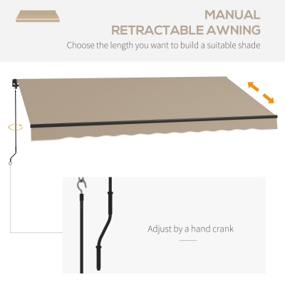 Outsunny 13' x 10' Retractable Awning, 280gsm UV Resistant Sunshade Shelter for Deck, Balcony, Yard, Beige(m-4)