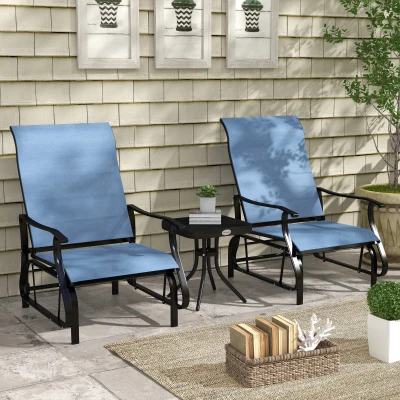 Outsunny 3-Piece Outdoor Bistro Set, Steel Frame, Light Blue