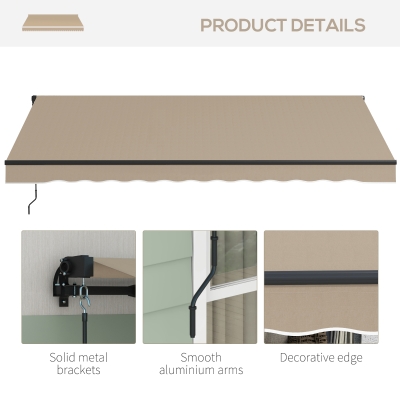 Outsunny 13' x 10' Retractable Awning, 280gsm UV Resistant Sunshade Shelter for Deck, Balcony, Yard, Beige(m-8)