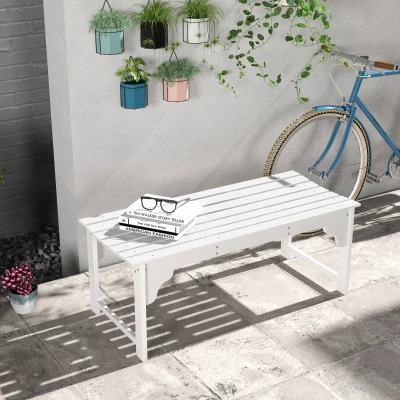 Outsunny Curved Wooden Garden Bench, Slatted Seat, White
