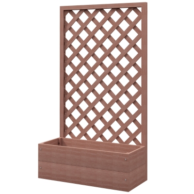 Outsunny Trellis Planter Box, Raised Garden Bed for Climbing Plants, Brown