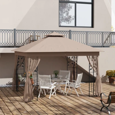 Patio Canopy Gazebo 11.6' L x 9.8' W x 9.4' H Brown