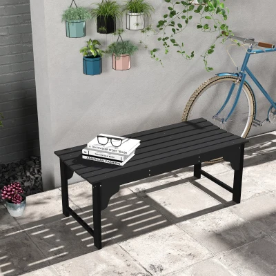 Outsunny Curved Wooden Garden Bench, Slatted Design, Black