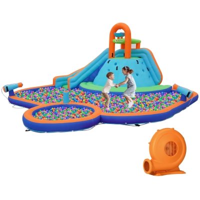 Outsunny 4-in-1 Kids Bounce House with Slide & Pool, Ages 3-8