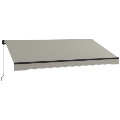 Outsunny 12' x 10' Retractable Awning, 280gsm UV Resistant Sunshade Shelter, for Deck, Balcony, Yard, Light Grey
