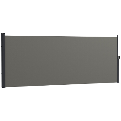 Outsunny 13' x 5' Retractable Side Awning, Outdoor Privacy Screen for Garden, Hot Tub, Balcony, Terrace, Pool, Dark Grey