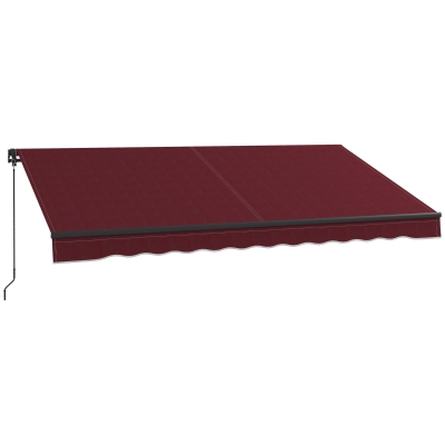 Outsunny 12' x 10' Retractable Awning, 280gsm UV Resistant Sunshade Shelter, for Deck, Balcony, Yard, Wine Red
