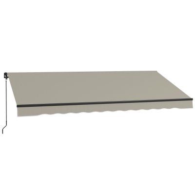 Outsunny 13' x 10' Retractable Awning, 280gsm UV Resistant Sunshade Shelter, for Deck, Balcony, Yard, Light Grey