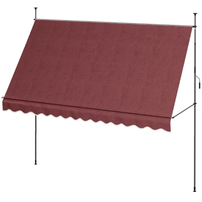 Outsunny 11.5' x 4' Manual Retractable Awning, Non-Screw Freestanding Patio Awning, UV Resistant, for Window or Door, Wine Red