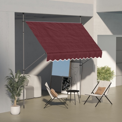 Outsunny 10' x 4' Manual Retractable Awning, Non-Screw Freestanding Patio Awning, UV Resistant, for Window or Door, Wine Red