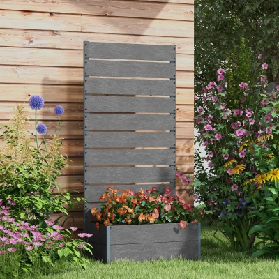 Raised Garden Bed with Trellis 28.25" W x 15" D x 59" H; Gray