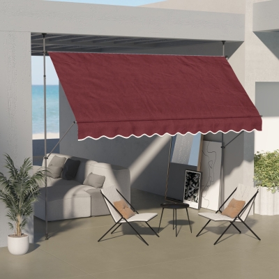 Outsunny 11.5' x 4' Manual Retractable Awning, Non-Screw Freestanding Patio Awning, UV Resistant, for Window or Door, Wine Red