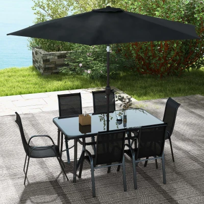 Patio Dining Set 59" x 35.5" x 28" Black
