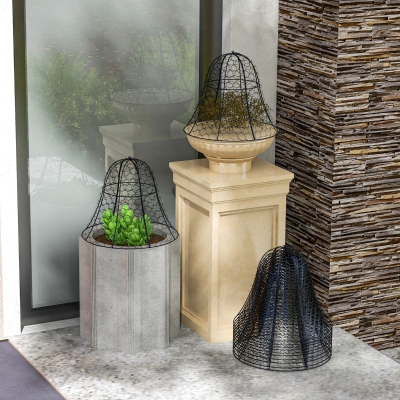 Outsunny 12 Pack Garden Cloches for Plants, 16" x 13" Metal Crop Cage, Plant Cages to Keep Animals Out, Black