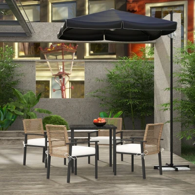 Outsunny 5-Piece Outdoor Dining Set, Wicker Table & Chairs, Beige